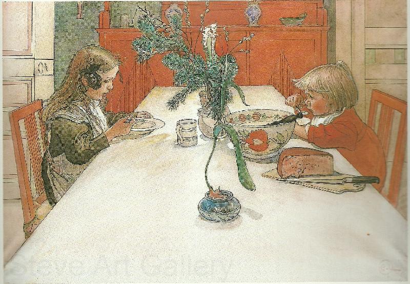 Carl Larsson aftonvarden Norge oil painting art